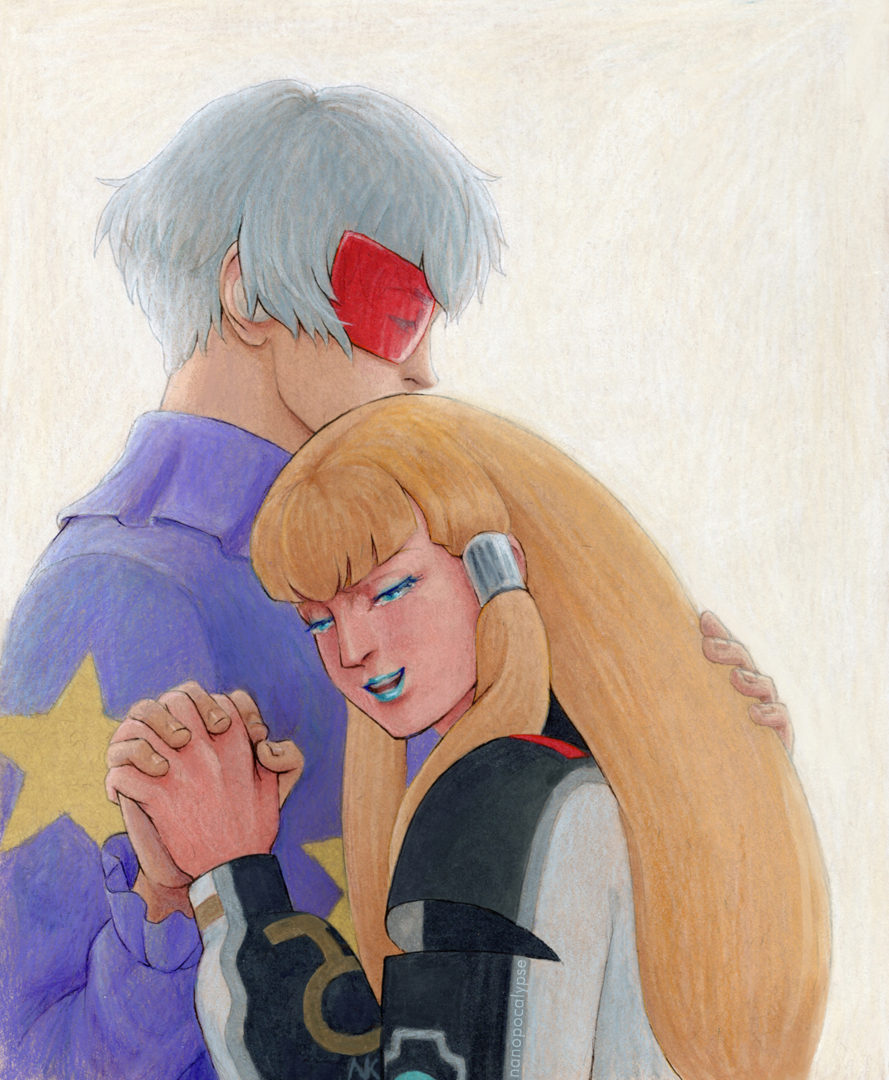 Carrying Dianna's Burden Together (∀ Gundam) - marker and colored pencil on toned paper, 2021